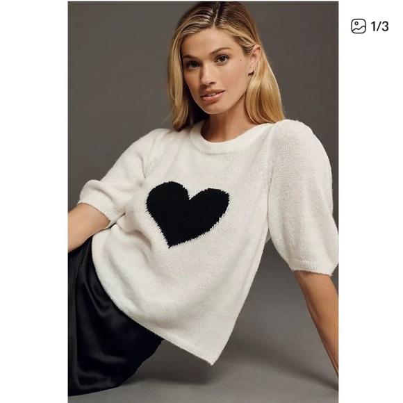 Maeve Sweaters - Maeve Anthropologie Puff Heart Sweater Tee Short Sleeve NEW